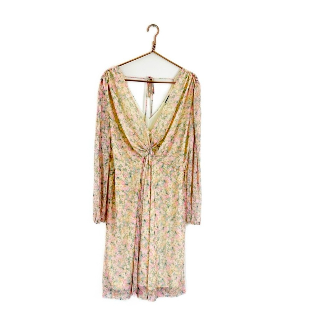 Arula Womens Plus Size A 1X 14 16 Mesh Floral Long Sleeve Pink Dress